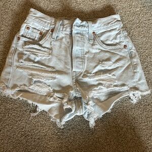 Levi's Light Blue Distressed Jean Shorts